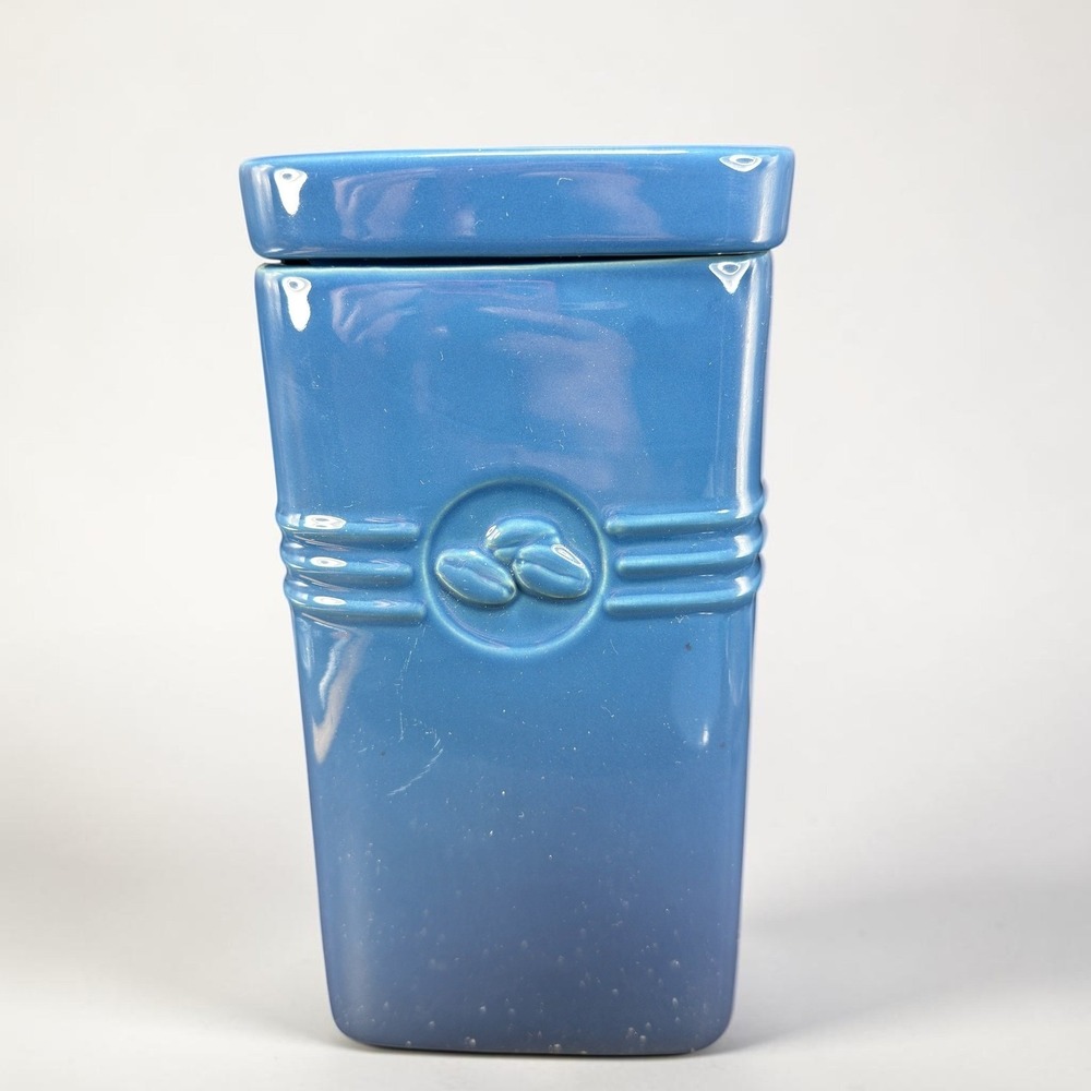 Le Creuset Marseille Blue Stoneware Coffee Jar Canister 9in NEW STICKER READ